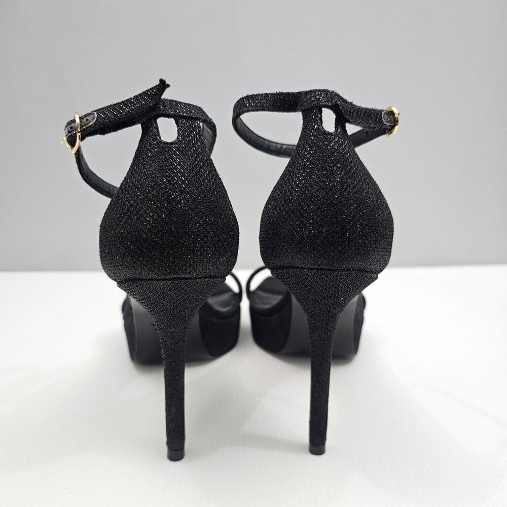 🆕Stuart Weitzman Black Glitter Platform Ankle-Strap Heels. Tried on only - Picture 9 of 14